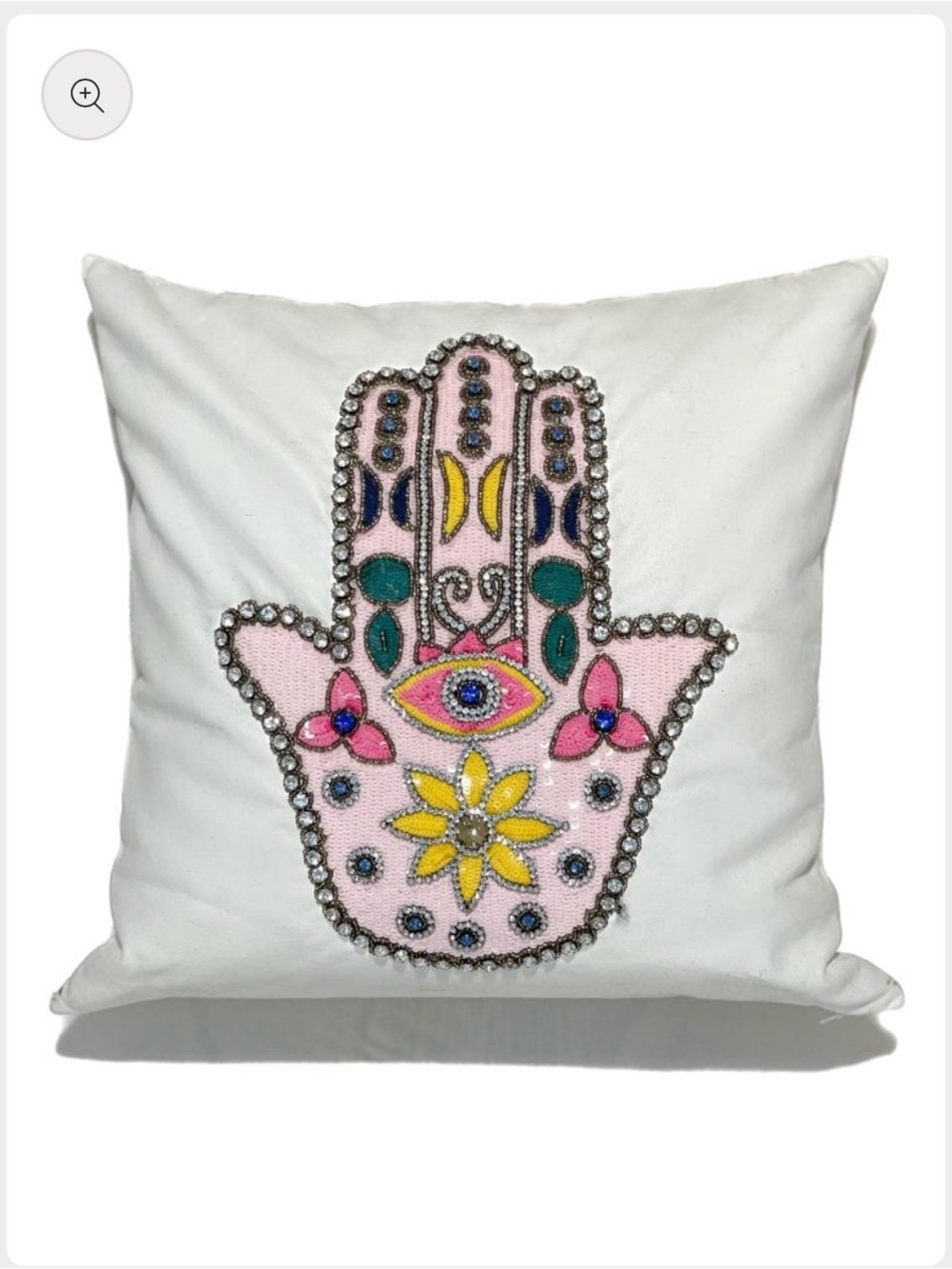 Upcycled Leather Hamsa Pillow